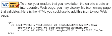 L'icona mostrata dal validatore W3C al termine dell'analisi di una pagina XHTML 1.0 riscontrata valida