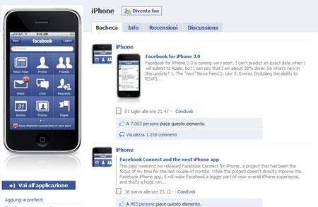 L'applicazione iPhone per Facebook