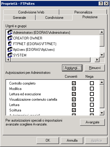 Aggiunta di un utente in una cartella del filesystem