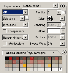 Impostazioni per «Salva per web»