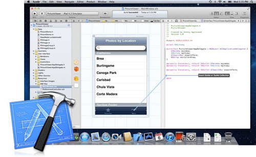 Figura 1: Panoramica sull'interfaccia dell'IDE di sviluppo Xcode