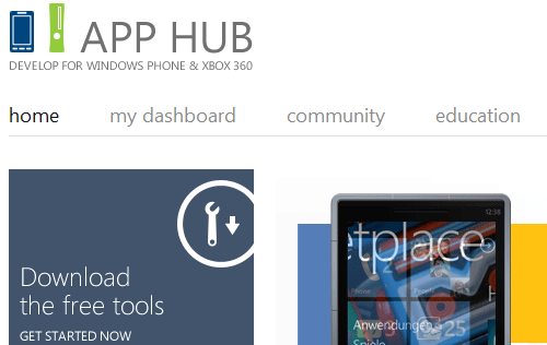 Home page dell'Application HUB