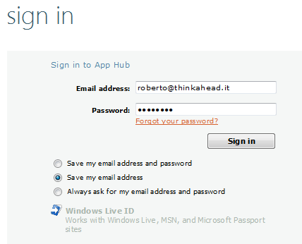 Login con Windows Live