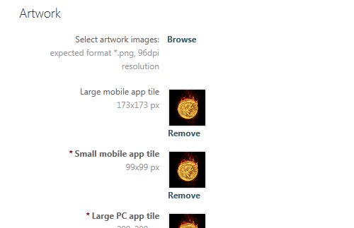 Inserire icone e screenshot