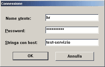 Finestra di login con la password criptata