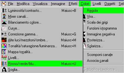 Regolazione dei livelli di RGB su Paint Shop Pro