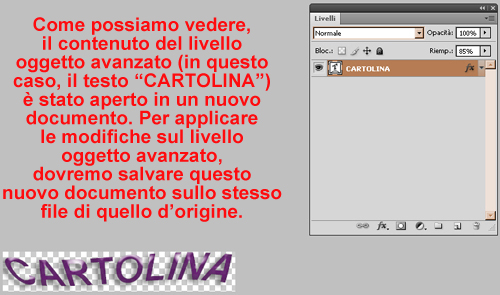 documento temporaneo per modificare l'oggetto avanzato