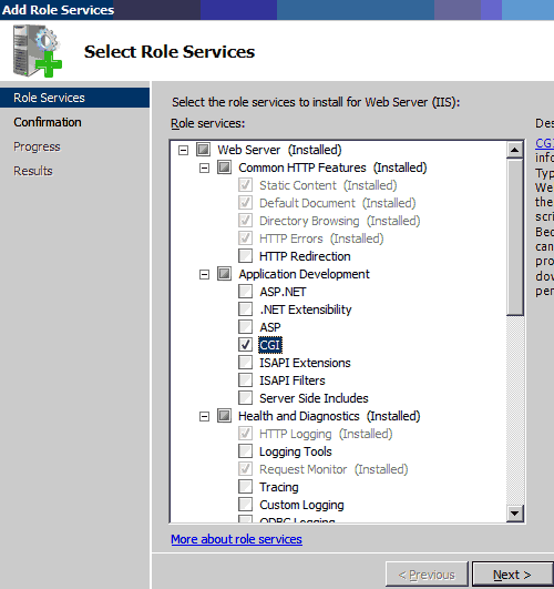 Abilitazione CGI e FastCGI su Windows Server 2008