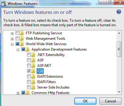 Abilitazione di CGI e FastCGI su Windows Vista SP1 / Windows 7