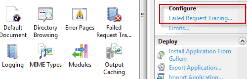 Configurazione del Failed Request Tracing