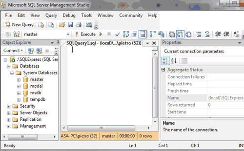 Avvio della console di gestione di SQL Server 2008