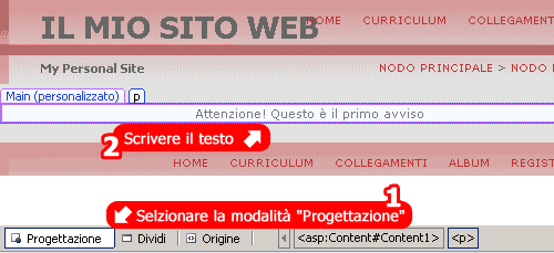 Inserire un nuovo contenuto