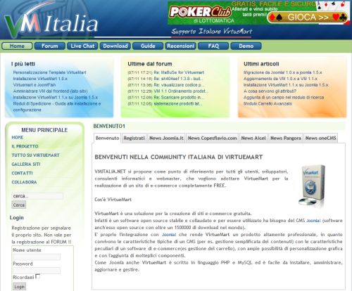 La home page di VM Italia