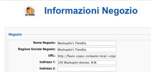 Modifichiamo i dati del negozio