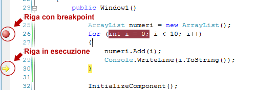 Esecuzione passo passo con i breakpoint