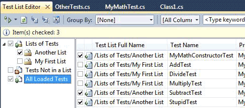 Esecuzione di liste di test
