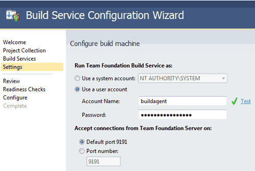 Configurare il Build Service