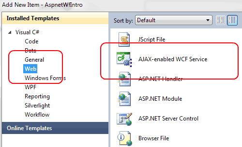 Aggiungere un servizio WCF chiamabile da Microsoft Ajax